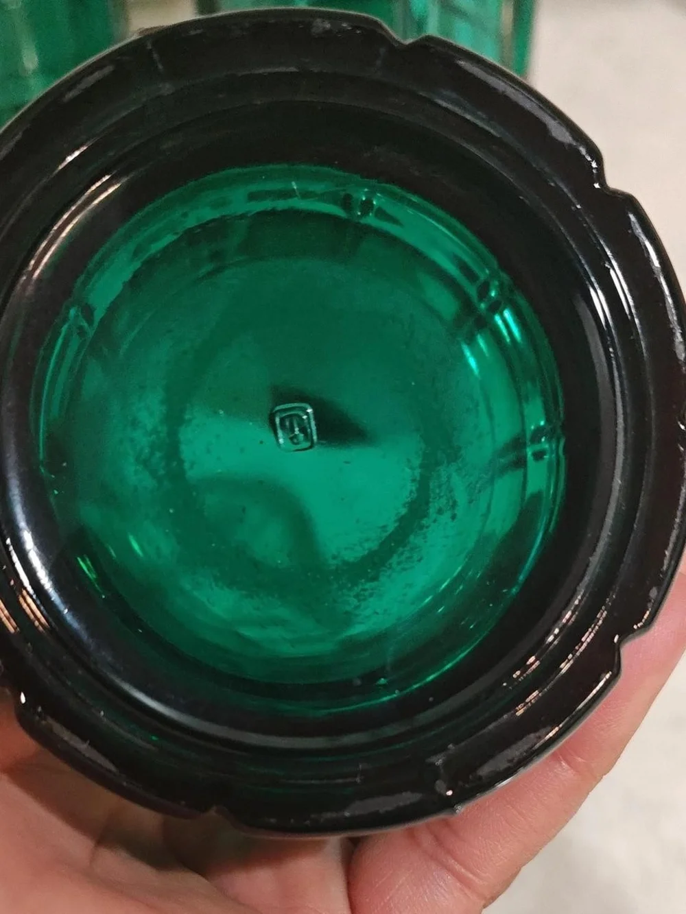 Vintage Anchor Hocking Emerald Green Tartan Plaid Tall 16oz Glass Lot Of 4 Heavy